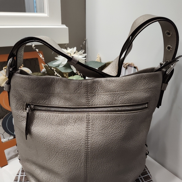 🌸GUC Coach Poppy Genuine Pebble Leather Hobo Crossbody Shoulder Bag, Sil - Picture 10 of 16